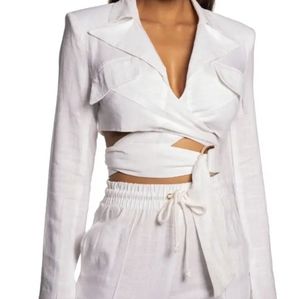 NWT JLUXLABEL Myling Cotton & Linen Wrap Top